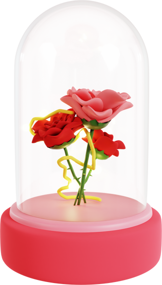 Rose in a Glass Dome 3D Illustration